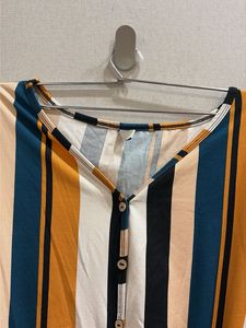 Boho Striped Knot Front Blouse