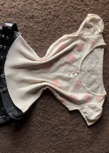 Cream Polka Dot Knit Top