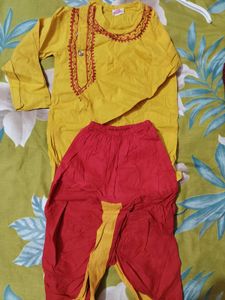 kids Yellow Kurta Dhoti Set