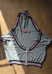 Gray Cropped Hoodie