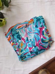 Vibrant Tropical Print Midi Dress