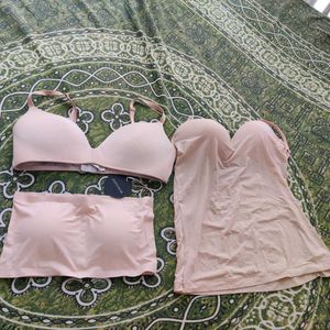 3 Piece Nude bra &amp; sand sleepwear Set