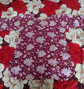 Maroon Floral Print Top