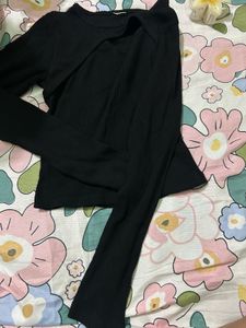 Black Cut-Out Long Sleeve Top