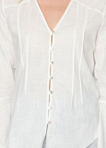 Chic White Button-Up V-Neck Top