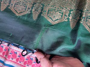Elegant Green Saree with Gold Border