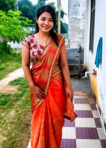 Elegant Orange & Gold Saree
