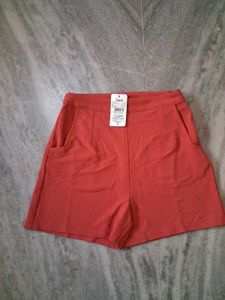 Red High-Waisted Shorts