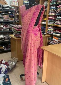 Elegant Pink Embroidered Saree