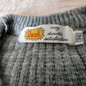 Grey Cable Knit Button-Up Cardigan