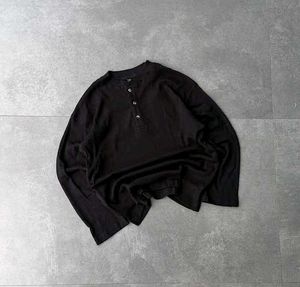 Black Long Sleeve Henley Top