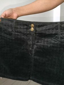 Black Corduroy Mini velvet Skirt
