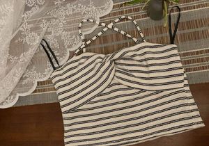 Striped Twist Front Crop Top