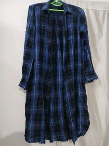 Blue Plaid Shirt Dress