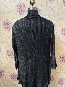 Chic Black Dress with Shimmer Cardigan