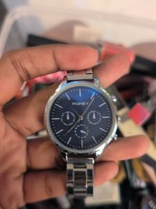 Stylish Blue Dial Watch, lipsticks, nailpaints