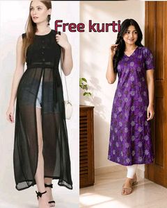 Sheer Black Sleeveless Maxi Dress + Free kurti