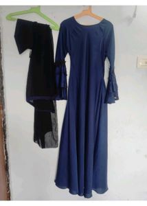 Elegant Navy Blue abaya full set🥰🎁free gift