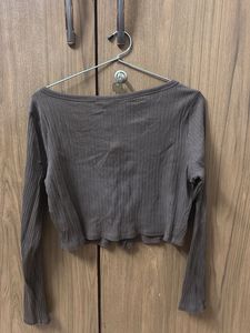 Ribbed Button-Up Crop Top
