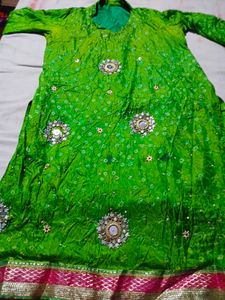 Vibrant Green Bandhani Kurta set