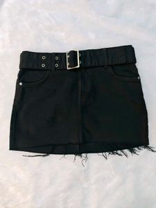 Bershka (Black Belted Mini Skirt)