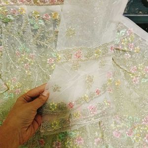 Heavy Embroidery Work Crop Top Set