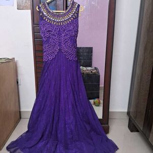 Embellished Purple party wear gown