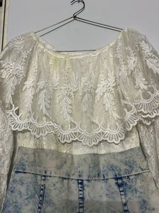Lace Top Denim Mini Dress
