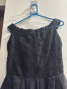 black elegant off-shoulder gown