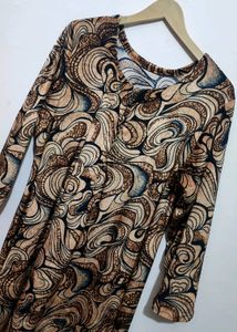 Brown Printed Winter Kurta For Girl Or Woman