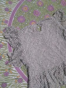 Cute Ruffled Striped Tunic Top
