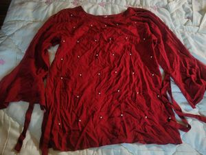 Red Pearl Embellished Top