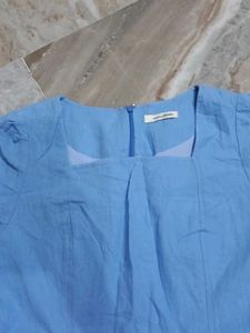 Light Blue A-Line Short Sleeve Dress