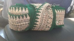 Lace, Dark green colour wichtra fabric lace with g