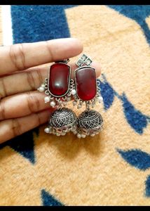 Exquisite Oxidised Silver Jhumka Earrings