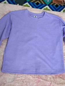 Lilac Long Sleeve Ribbed Top