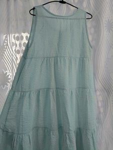 Light Blue Tiered Button-Up Dress