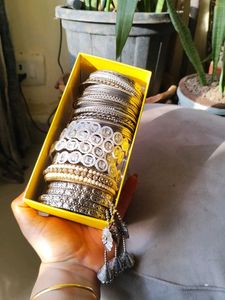 silver Set of Sparkling Bangles