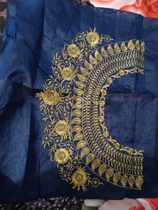 Embroidered Navy Blue Blouse Piece