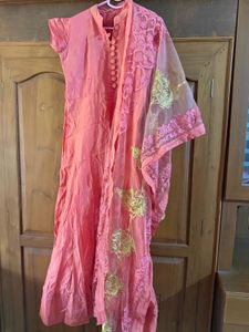 Beautiful Peach Kurta Set with Dupatta