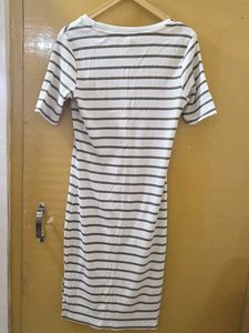 Striped Ribbed Knit Midi Dress
