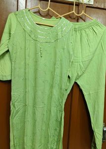 Light Green Kurta Set with Embellishments