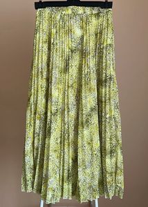 Yellow Mix Accordian Pleated Midi Skirt