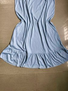 Light Blue Ruffled Strap Dress