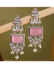 Pink Stone Peacock Earrings