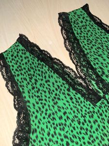 Elegant Green Leopard Print Maxi Dress