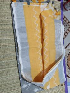 Elegant Yellow &amp; Grey Saree