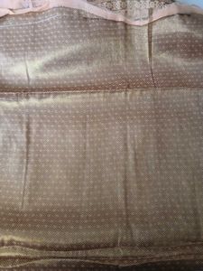 Elegant Peach Saree with Intricate Gold Print