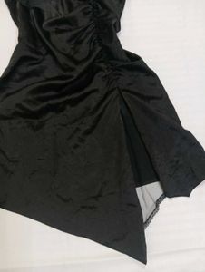Satin Slip Dress with Lace Trim
