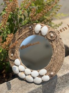 Handmade Boho Jute Seashell Mirror